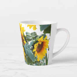 Taza De Café Latte Flor Amarilla de Girasol 