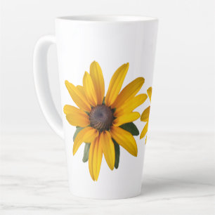 Taza De Café Latte Flor Amarilla Moderna Sencilla Ojo Negro Susan