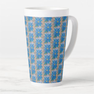 Taza De Café Latte Flor azul
