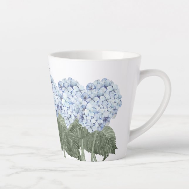 Taza De Café Latte Flor azul de Hydrangea (Derecha)