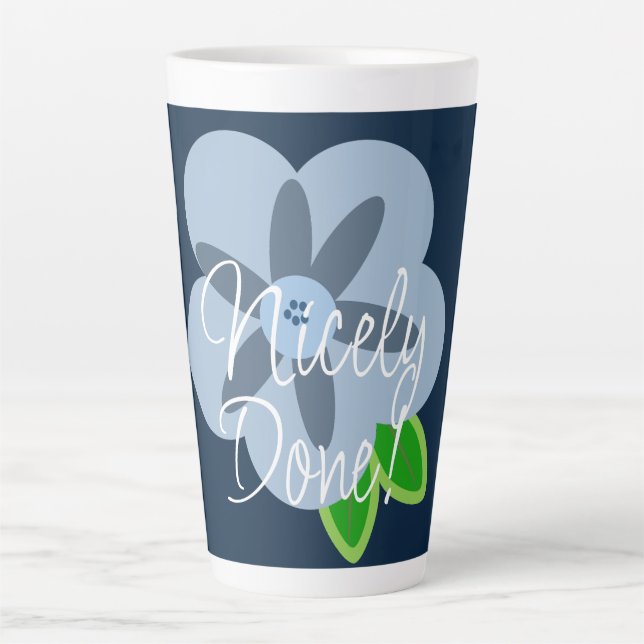 Taza De Café Latte Flor azul muy bien hecho Latte Mug (Anverso)