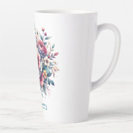 Taza De Café Latte Flor Bouquet acuarela personalizada