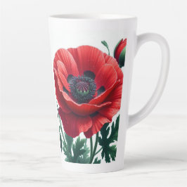 Taza De Café Latte Flor de adormidera roja