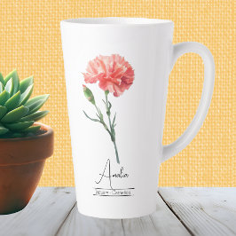 Taza De Café Latte Flor de Birmania Enero Carnación Latte Mug