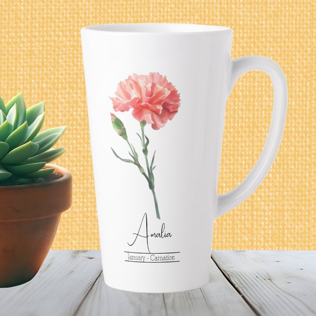 Taza De Café Latte Flor de Birmania Enero Carnación Latte Mug (Subido por el creador)