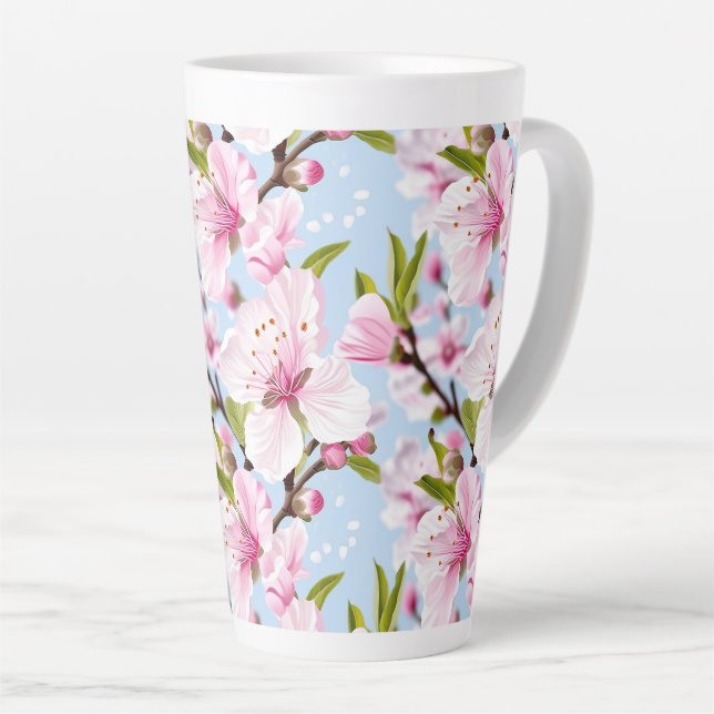 Taza De Café Latte Flor de Cerezo (Ángulo derecho)