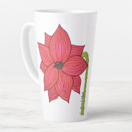 Taza De Café Latte Flor de Estrella Roja
