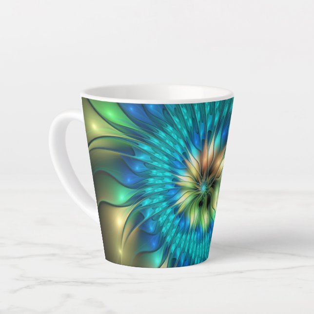 Taza De Café Latte Flor de fantasía luminosa, fragancia abstracta col (Ángulo izquierdo)