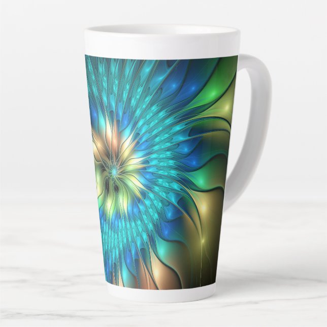 Taza De Café Latte Flor de fantasía luminosa, fragancia abstracta col (Ángulo derecho)