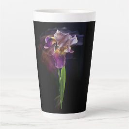 Taza De Café Latte Flor de Iris Abstracta – Arte Floral Elegante