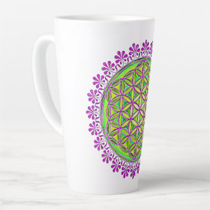 Taza De Café Latte Flor de la Vida - Adornos de Flor Vintage 2