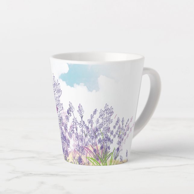 Taza De Café Latte Flor de lavanda (Ángulo derecho)