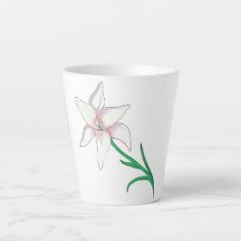 Taza De Café Latte Flor de Lirio Blanco