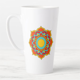 Taza De Café Latte Flor de Mandala roja geométrica-54567