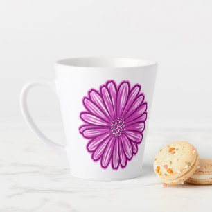 Taza De Café Latte Flor de margarita africana, Ilustracion realista