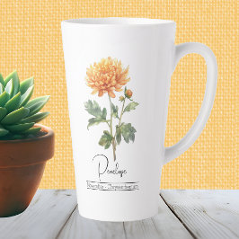 Taza De Café Latte Flor de Nacimiento Noviembre Crisantemo