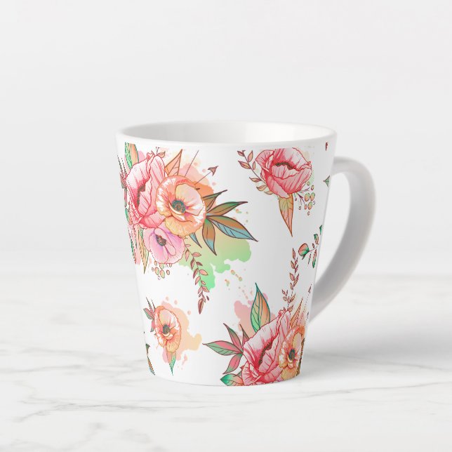 Taza De Café Latte flor de primavera (Ángulo derecho)