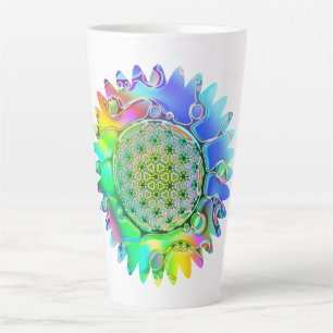 Taza De Café Latte Flor De Vida - Flor Geométrica 5