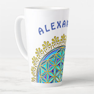 Taza De Café Latte Flor De Vida - Ornamentos De Florencia Vintage 1