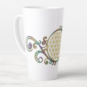 Taza De Café Latte Flor De Vida - Ornamentos Espirales 1