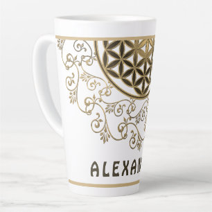 Taza De Café Latte Flor De Vida - Ornamentos Vintage Mandala 2