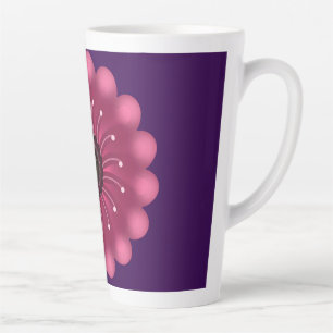 Taza De Café Latte Flor Fantasía Rosa Brillante Floral Neón Abstrac