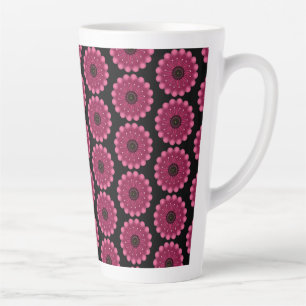 Taza De Café Latte Flor Fantasía Rosa Brillante   Floral Neón Abstrac