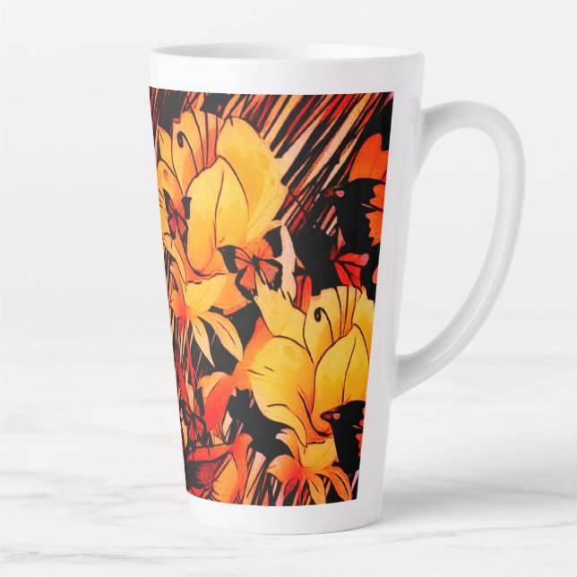Taza De Café Latte Flor ForestLatte Mug (Derecha)