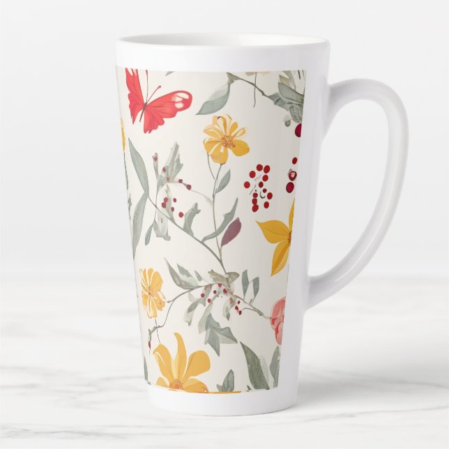 Taza De Café Latte Flor Gran Latte Mug (Derecha)