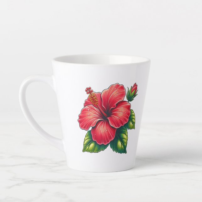 Taza De Café Latte Flor hibiscus (Izquierda)
