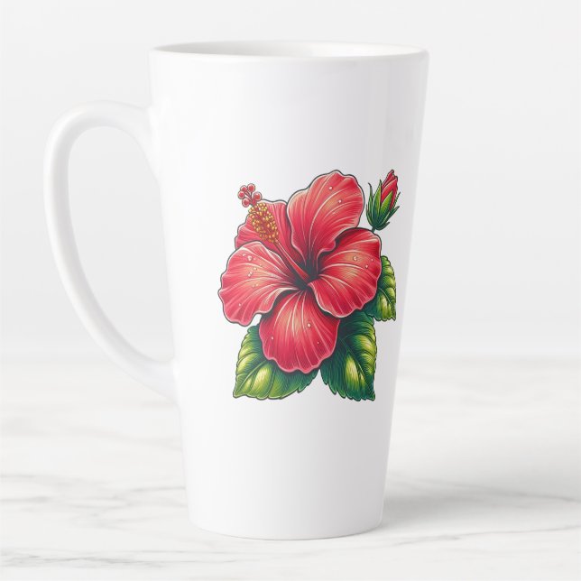 Taza De Café Latte Flor hibiscus Large (Izquierda)