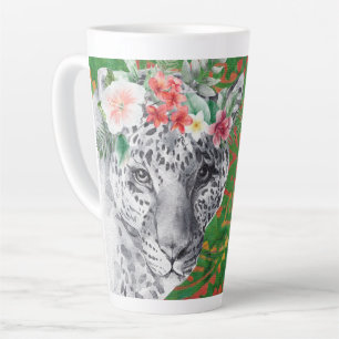 Taza De Café Latte Flor Leopard Jungle Batik
