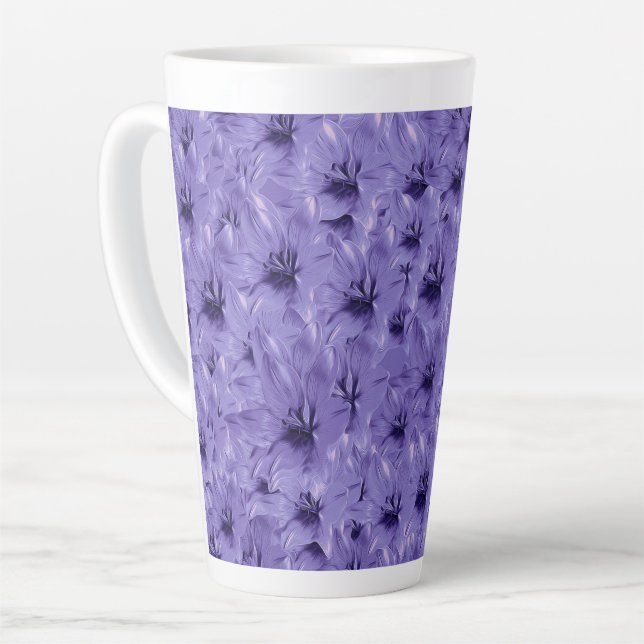 Taza De Café Latte Flor morada (Ángulo izquierdo)