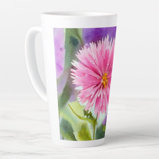 Taza De Café Latte Flor morada (Ángulo izquierdo)