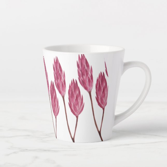 Taza De Café Latte Flor roja ilustrada a mano (Derecha)
