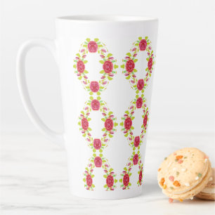 Taza De Café Latte Flor rosa con estampado