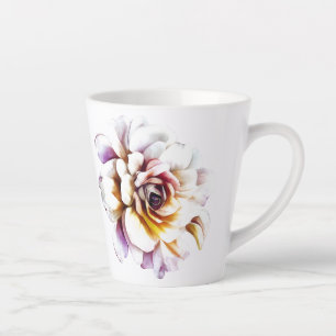 Taza De Café Latte Flor Rosa de color blanco