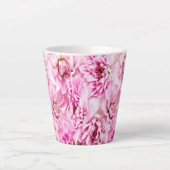 Taza De Café Latte Flor rosa de crisantemo (Anverso)