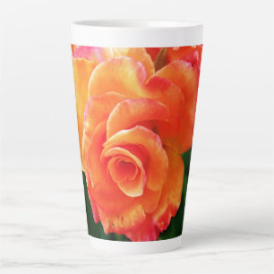Taza De Café Latte flor rosa naranja