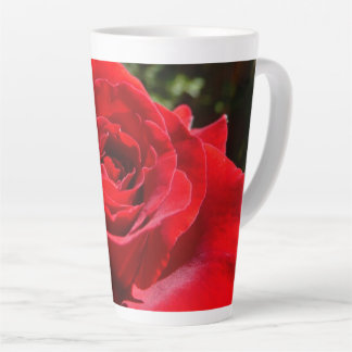 Taza De Café Latte Flor rosa roja brillante hermosa flor