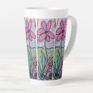 Taza De Café Latte Flor Rosa Única
