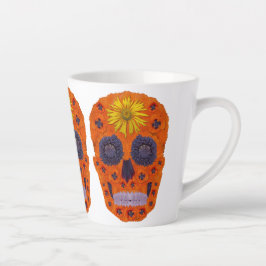 Taza De Café Latte Flor Skull 1