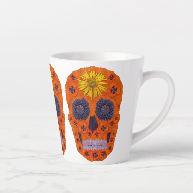 Taza De Café Latte Flor Skull 1 (Derecha)