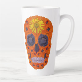 Taza De Café Latte Flor Skull 1