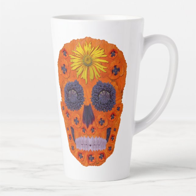 Taza De Café Latte Flor Skull 1 (Derecha)
