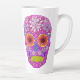 Taza De Café Latte Flor Skull 2