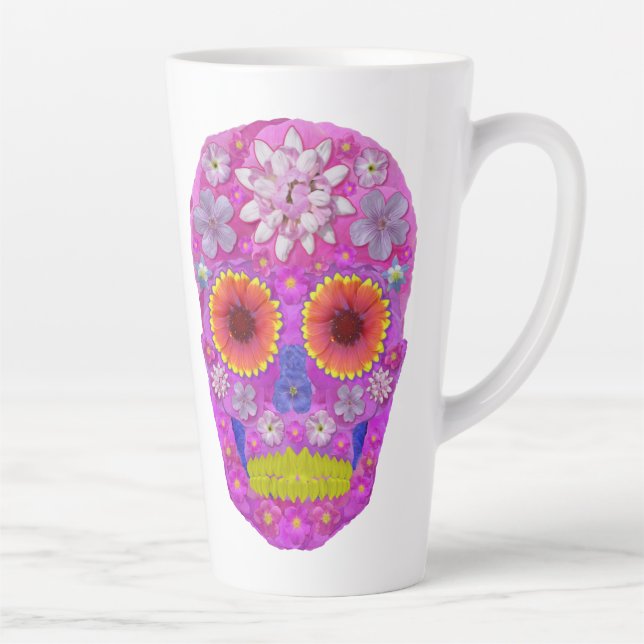 Taza De Café Latte Flor Skull 2 (Derecha)