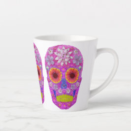 Taza De Café Latte Flor Skull 2