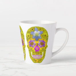 Taza De Café Latte Flor Skull 3