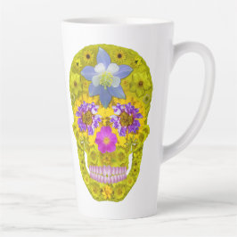 Taza De Café Latte Flor Skull 3